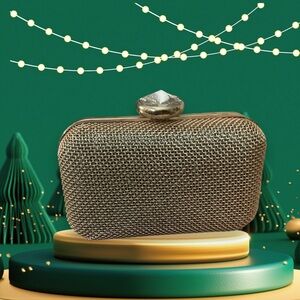 Le Regal Rose Gold Mesh Metal Clutch